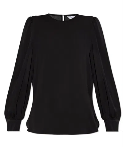 Max Mara Robina Crewneck Long-sleeved Shirt In Black
