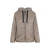 Max Mara Roccia Green Jacket With Adjustable Hood And Zipped Fastening In Neutral