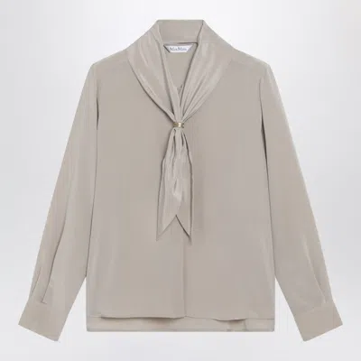 Max Mara Rock Beige Silk Blouse With Scarf In Neutral