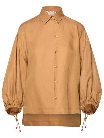 Max Mara Rodeo Silk And Clay Blend Shirt In Brown