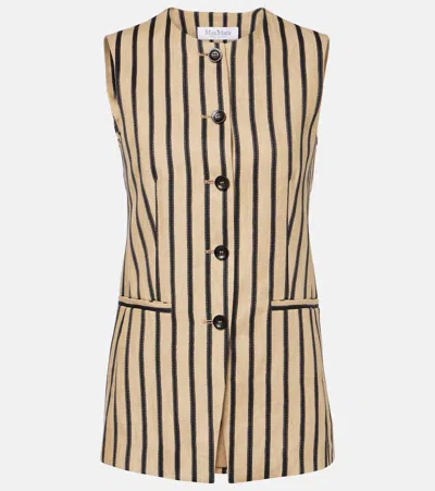 MAX MARA RODEO STRIPED LINEN AND COTTON-BLEND TOP