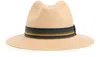 Max Mara Straw Hat With Grosgrain Ribbon Trim In Nude