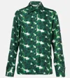 Max Mara Rodesia Printed Silk Twill Shirt In Green