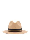 Max Mara Straw Hat With Grosgrain Ribbon Trim In Beige