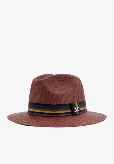 Max Mara Rodesia Straw Panama Hat In Brown
