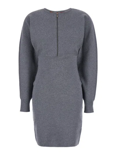 Max Mara Rodi Abito Lana Viscosa Zip Davanti In Grey