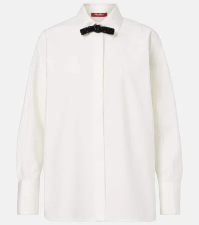 Max Mara Roll Cotton And Silk Poplin Shirt In White