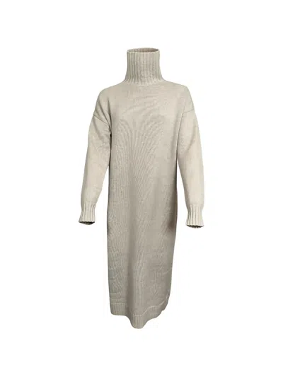 Max Mara Roll-neck Dress In White