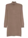 Max Mara Roll-neck Knitted Dress In Brown