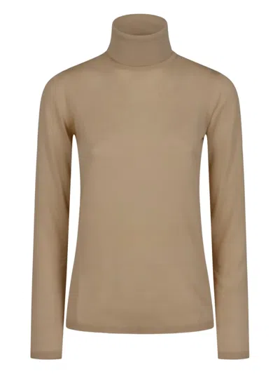 Max Mara Roll-neck Long-sleeve Sweater In Brown