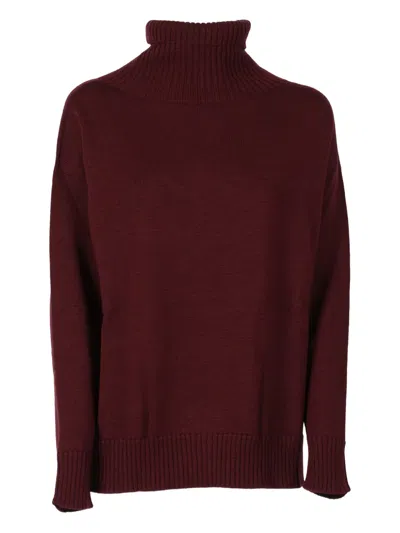 Max Mara Roll-neck Mino Top In Burgundy