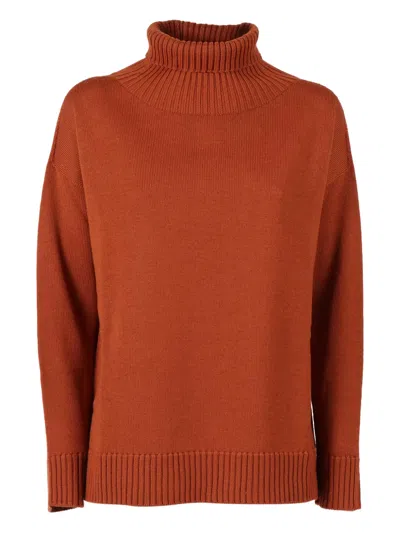 Max Mara Roll-neck Mino Top In Orange