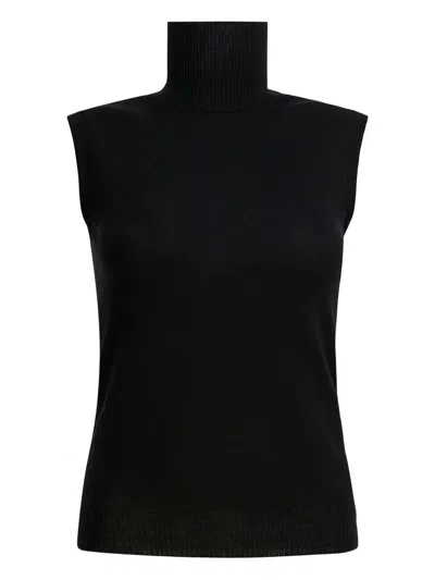 Max Mara Roll-neck Sleeveless Tank Top In Black