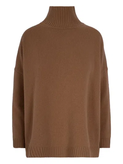 Max Mara Roll-neck Sweater In Brown