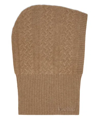 Max Mara Romana Cable-knit Balaclava In Brown