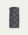 Max Mara Romania Baroque Jacquard Sleeveless Mini Dress In Water