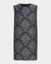 Max Mara Romania Baroque Jacquard Sleeveless Mini Dress In Water