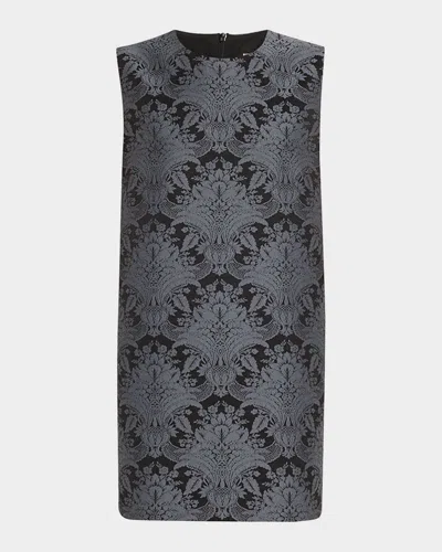 Max Mara Romania Baroque Jacquard Sleeveless Mini Dress In Blue