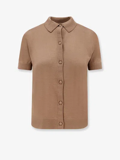 Max Mara Romania Virgin Wool Cardigan In Brown