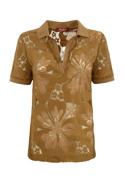 Max Mara Romeo Lace Polo Shirt In Avana