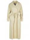 Max Mara Double-breasted Ivory Trench Coat With Belted Waist In Beige