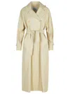 Max Mara Double-breasted Ivory Trench Coat With Belted Waist In Beige