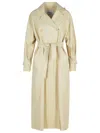 Max Mara Double-breasted Ivory Trench Coat With Belted Waist In Beige