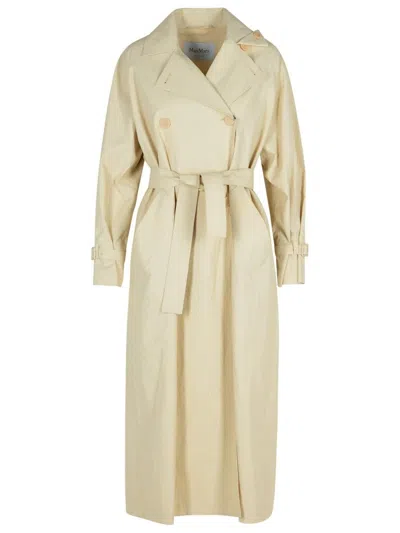 MAX MARA RONCO' BEIGE LINEN RAINCOAT