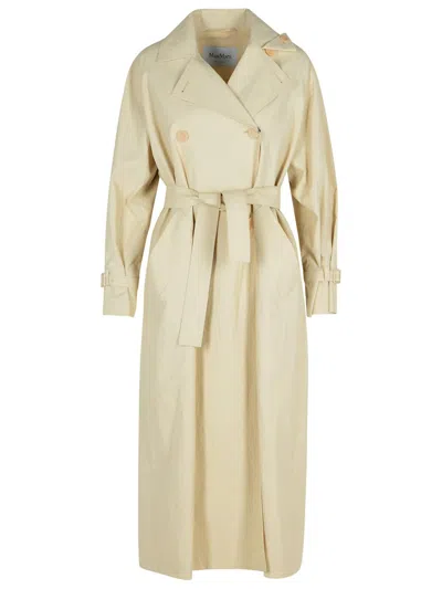 Max Mara Ronco Beige Linen Raincoat In Brown