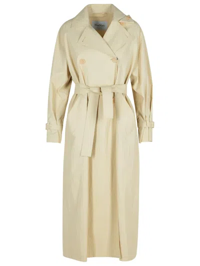 Max Mara 'ronco' Beige Linen Raincoat Women