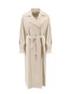 Max Mara Sand Linen Ronco Trench Coat In Beige