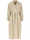 Max Mara Double-breasted Ivory Trench Coat With Belted Waist