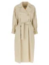 Max Mara Double-breasted Ivory Trench Coat With Belted Waist In Neutral