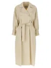 Max Mara Double-breasted Ivory Trench Coat With Belted Waist