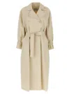 Max Mara Double-breasted Ivory Trench Coat With Belted Waist In Neutral