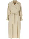 Max Mara Double-breasted Ivory Trench Coat With Belted Waist In Beige