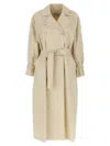 Max Mara Double-breasted Ivory Trench Coat With Belted Waist In Multi