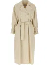 Max Mara Double-breasted Ivory Trench Coat With Belted Waist In Neutrals