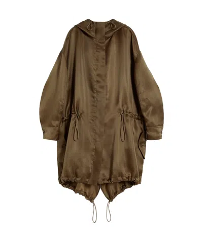Max Mara Rope And Hooded Parker Coat In Green