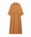 Max Mara Cotton And Silk Dress With Drawstring In Brown