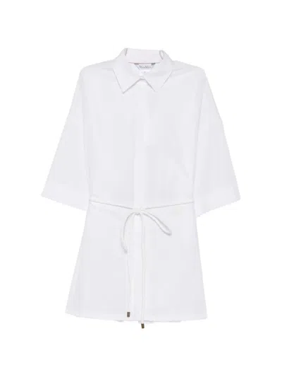 Max Mara Rope-belt Short-sleeve Shirt In White