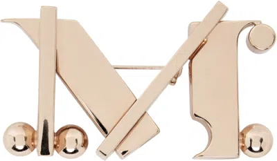 Max Mara Womens Gold Monogram Metal Brooch