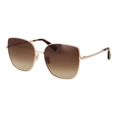 Max Mara Rose Gold Metal Sunglasses In Brown