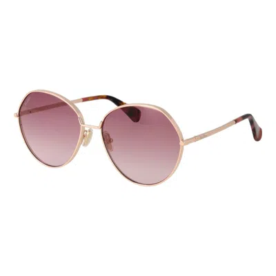 Max Mara Rose Gold Metal Sunglasses In Pink
