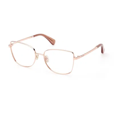 Max Mara Rose Gold Mm5074 Metal Glasses In Multi