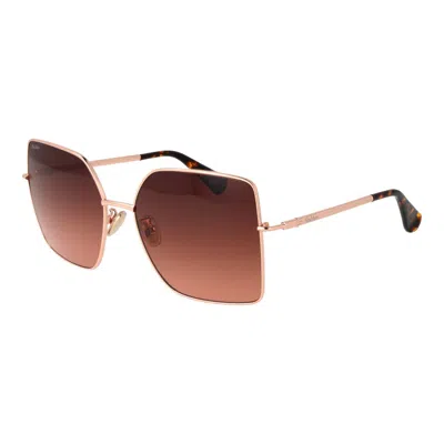 Max Mara Rose Gold Women Sunglasses In Brown