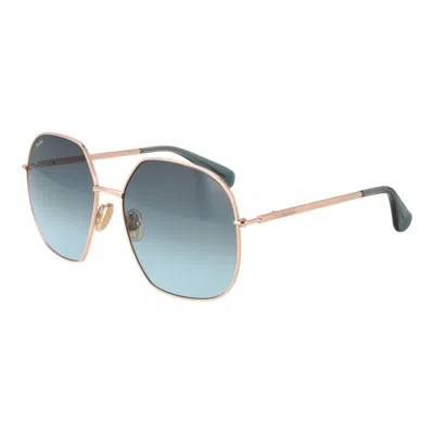 Max Mara Rose Gold Women Sunglasses In Blue