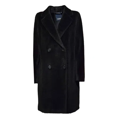 Max Mara Roseto Midi Coat In Alpaca And Wool Black