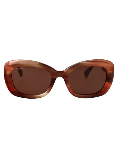 Max Mara Rosso/altro / Marrone Acetate Sunglasses In Brown
