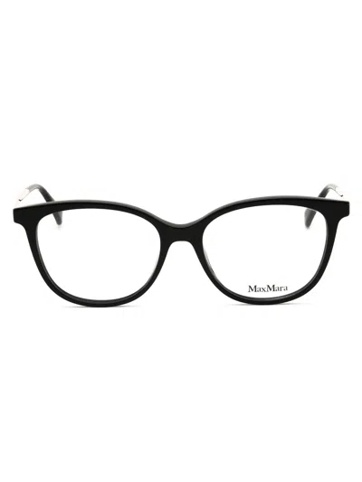 Max Mara Round Acetate Eyeglasses Mm5008 For Women In Black